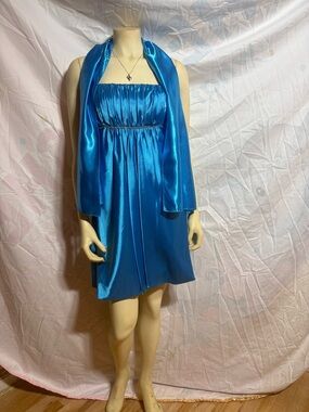 Cinderella Satin Strapless Mini Dress in Bright Teal